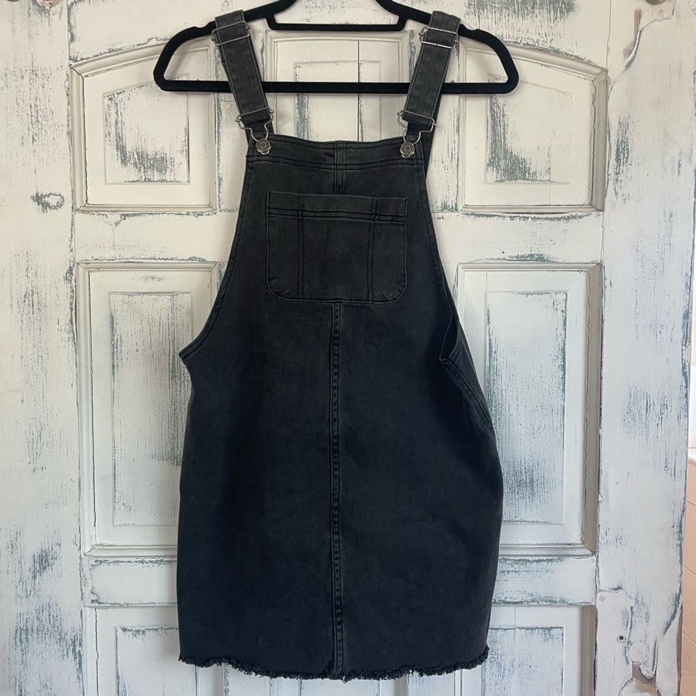 wild fable Black Denim Overall Dress with Adjustable Straps